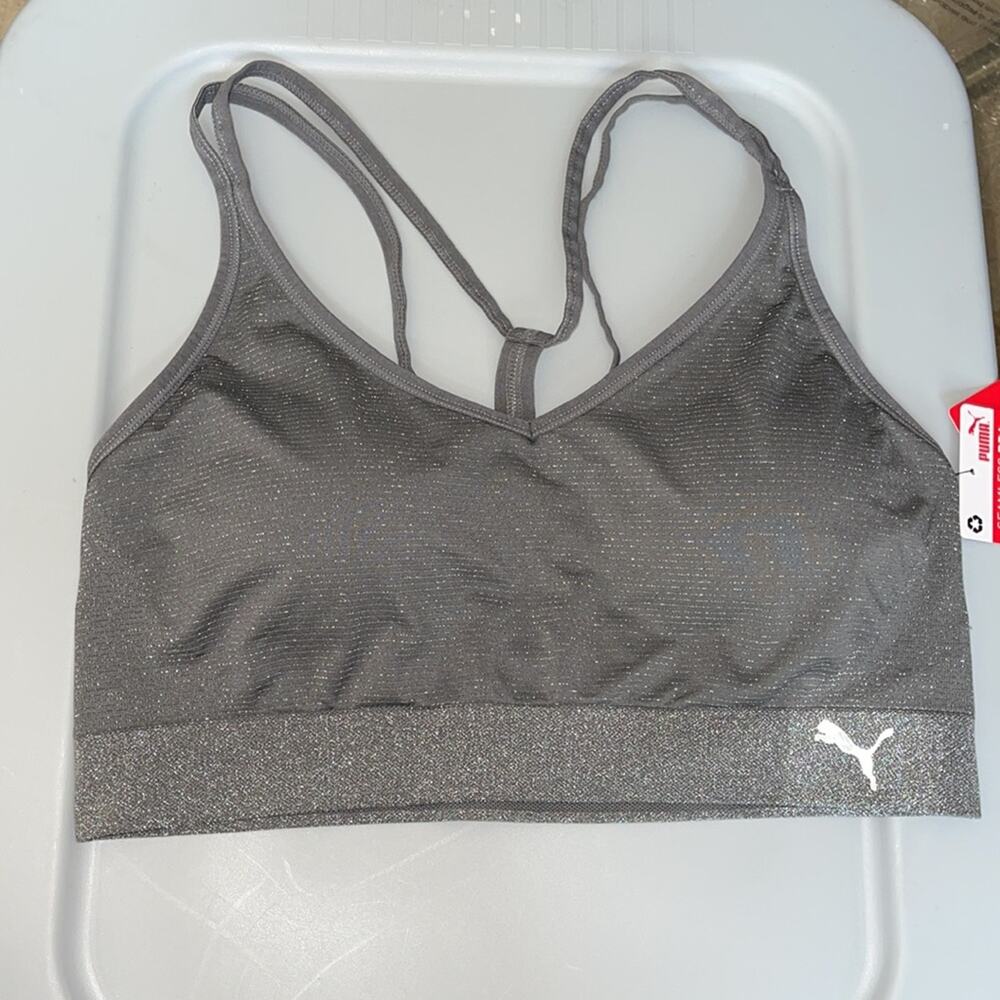0261 New Women's Puma Gray Sports Bra - Picture 3 of 8